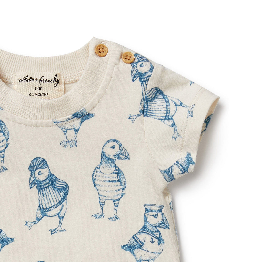 A soft Wilson & Frenchy baby t-shirt with ducks on it, made from Wilson & Frenchy Organic Tee - LUCKY LAST - HELLO JUNGLE - 0-3 MONTHS ONLY material.