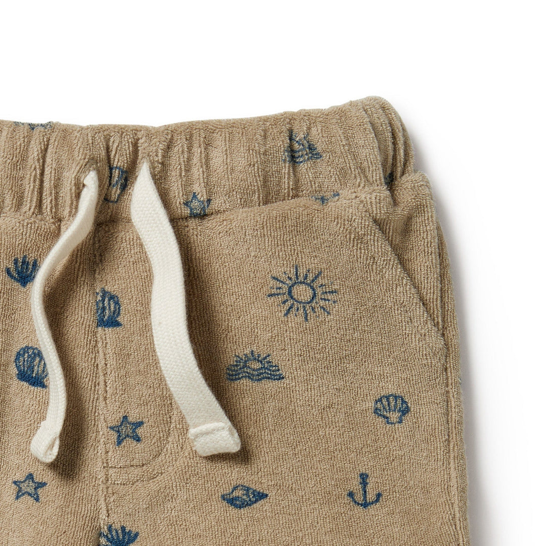 Wilson & Frenchy Organic Terry Shorts (Multiple Variants) with seashells on them.