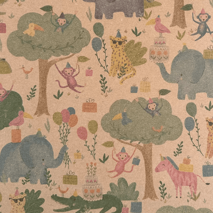 A vibrant gift wrap featuring charming elephants, giraffes, zebras, and other delightful animals. Perfect for adding a touch of jungle-inspired fun to any space.
Brand Name: wrapin