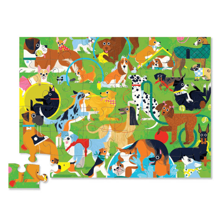 A Crocodile Creek 36-Piece Floor Puzzle featuring a group of dogs.