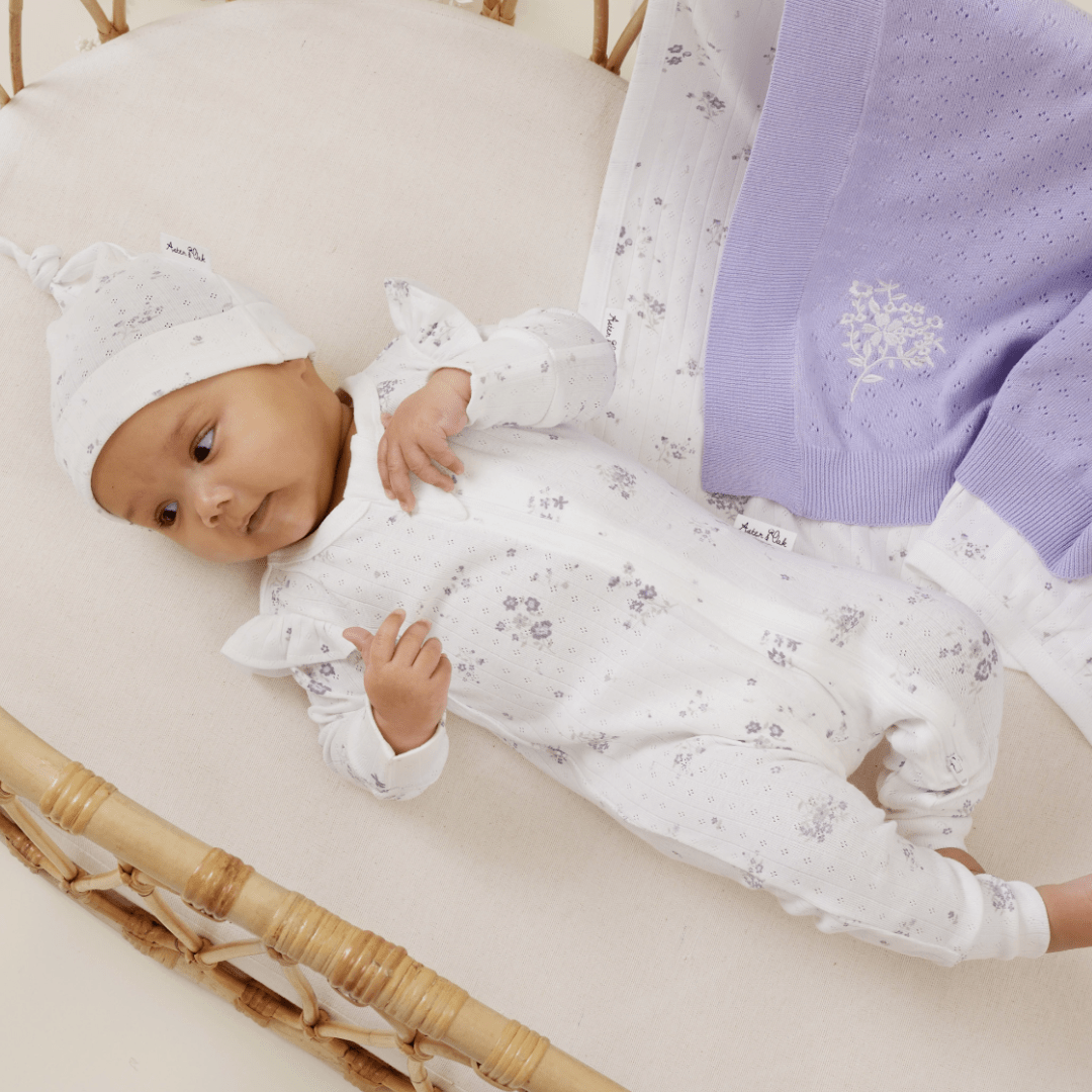 Aster & Oak Organic Ruffle Knit Baby Blanket