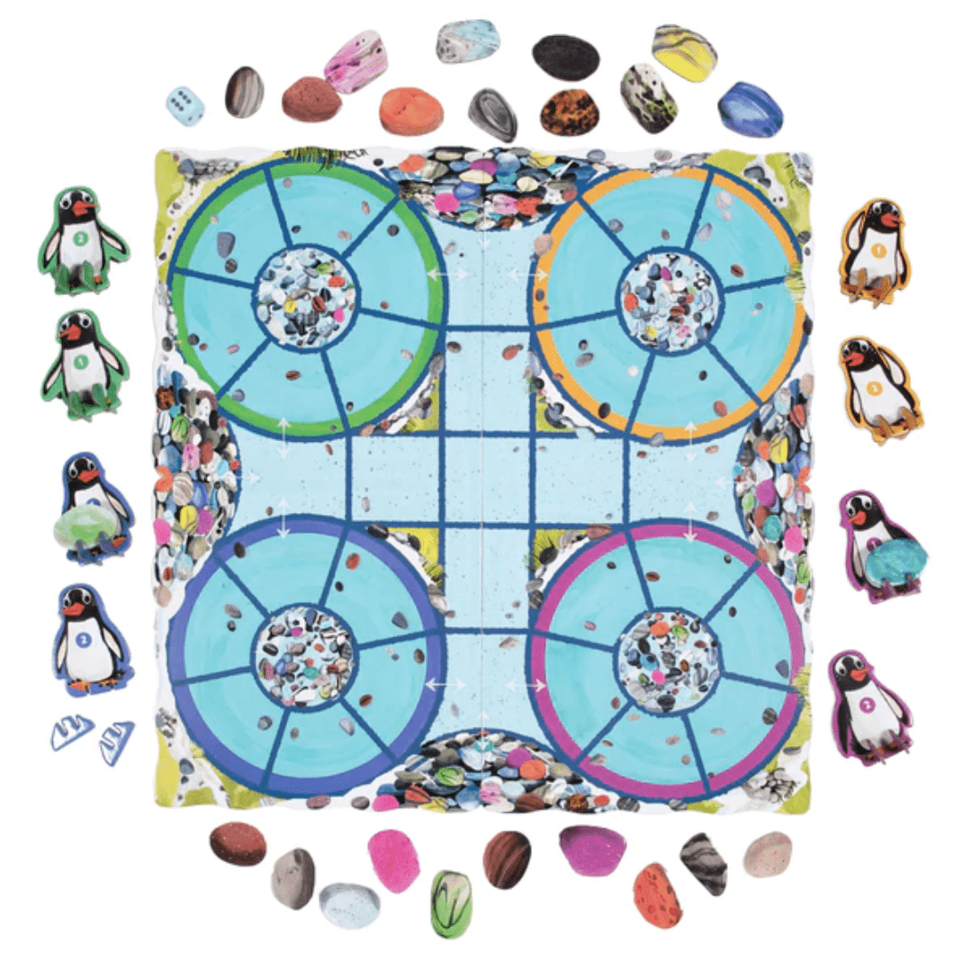 Game-Board-And-Pieces-In-Eeboo-Penguins-Rock-Board-Game-Naked-Baby-Eco-Boutique