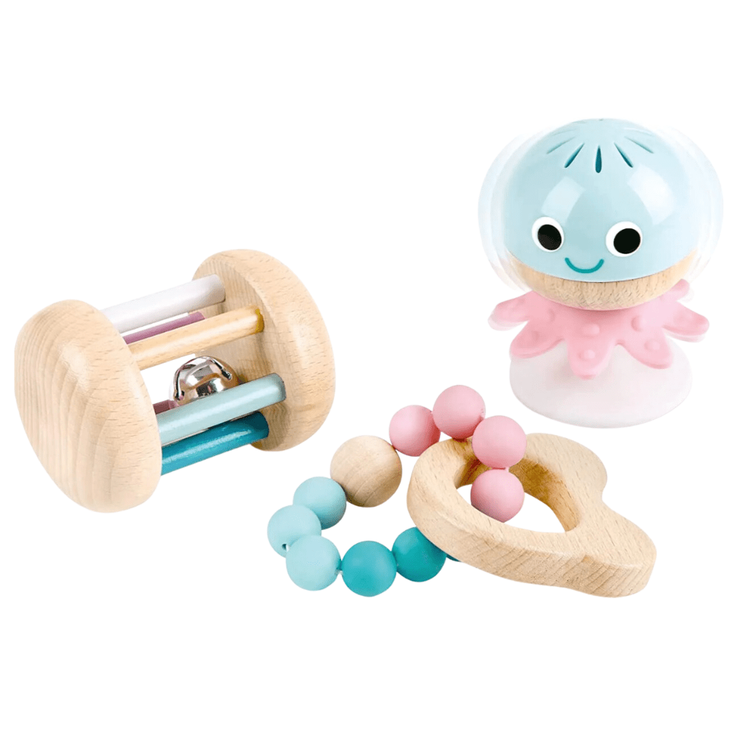 Hape Baby To Toddler Sensory Gift Set rattle