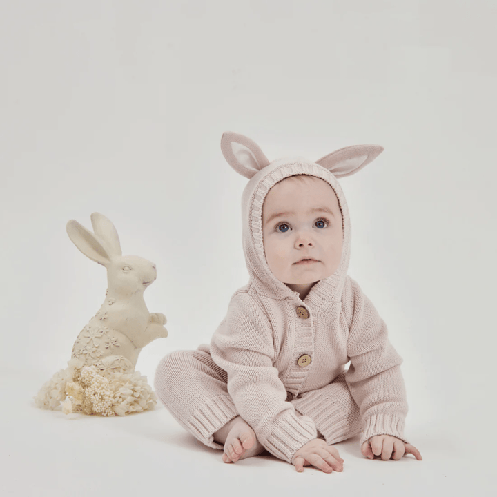 Happy-Baby-Wearing-Aster-And-Oak-Organic-Bunny-Knit-Romper-Mauve-Naked-Baby-Eco-Boutique