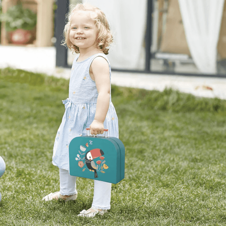 Happy-Girl-Carrying-Hape-Teatime-Playset-Naked-Baby-Eco-Boutique
