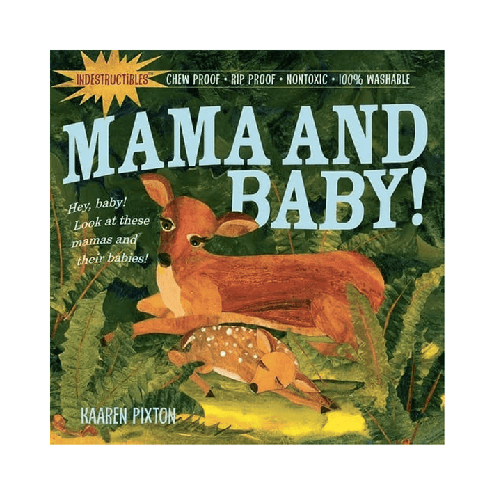 Mama and baby with "Indestructibles" Baby Books by Frances Lincoln Children's Books.