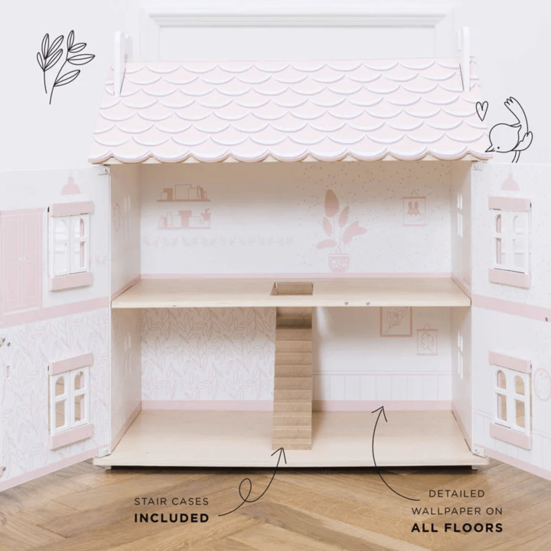 A Le Toy Van Sophie's House dollhouse with instructions on how to build it.