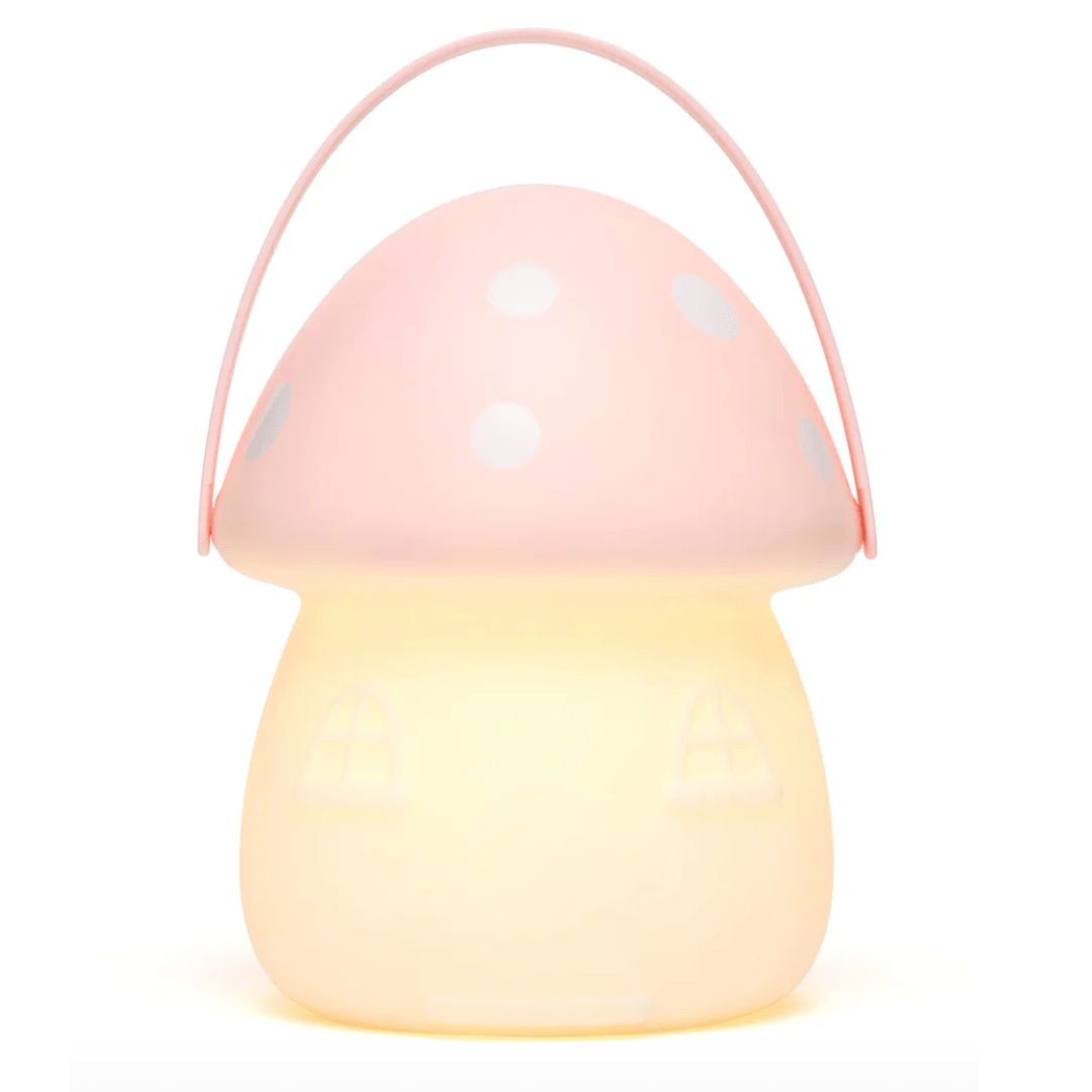A Little Belle Nightlights Fairy House Carry Lantern with polka dots that provides nighttime illumination.