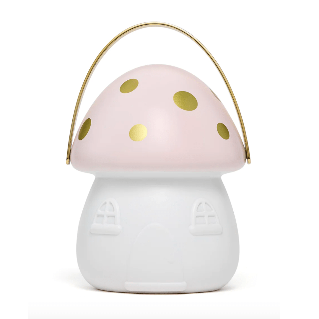 Little Belle Nightlights Mini Fairy House Carry Lantern with gold spots and a handle.