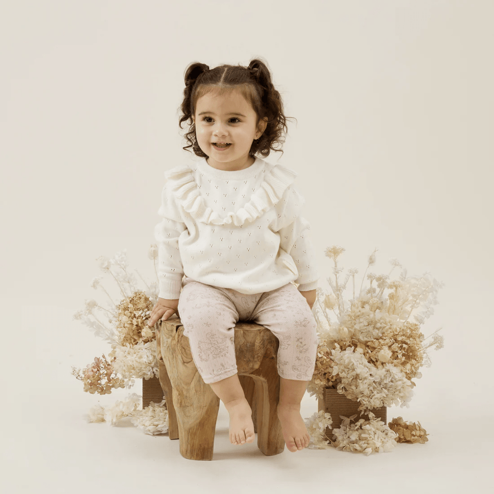 Little-Girl-Wearing-Aster-And-Oak-Organic-Duck-Family-Leggings-With-Knit-Top-Naked-Baby-Eco-Boutique