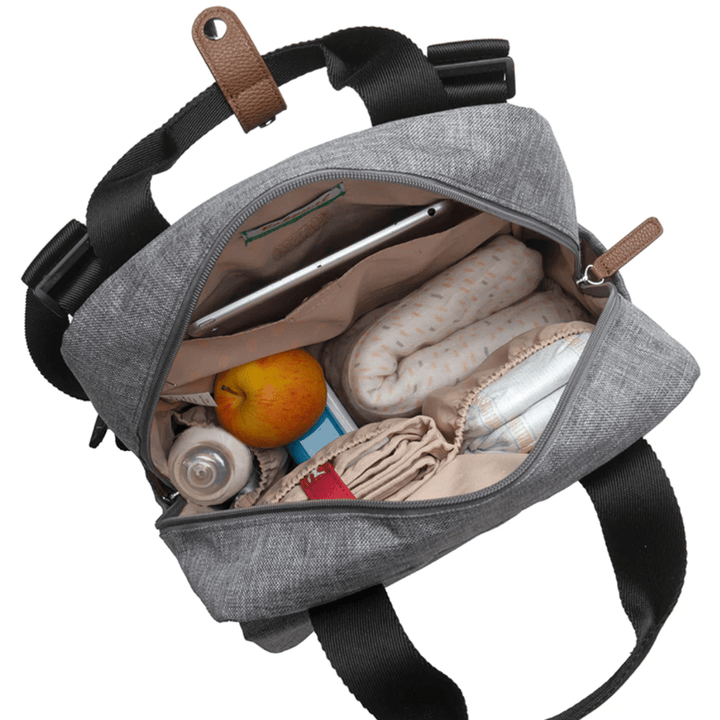 Open-Top-View-Showing-Contents-in-Babymel-Georgi-Eco-Convertible-Nappy-Backpack-Grey-Naked-Baby-Eco-Boutique