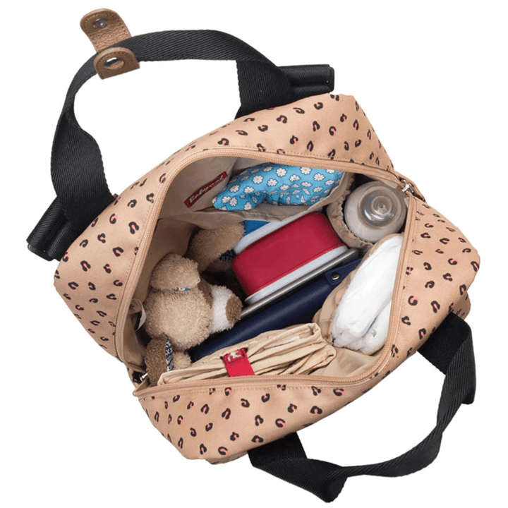 Open-View-of-Contents-in-Babymel-Georgi-Eco-Convertible-Nappy-Backpack-Caramel-Leopard-Naked-Baby-Eco-Boutique
