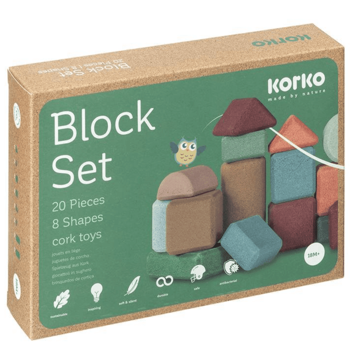 Explore endless possibilities with our Korko Block Set, carefully crafted for sustainability. Each set is beautifully presented in a convenient box, making it easy to store and transport your environmentally conscious playtime.
