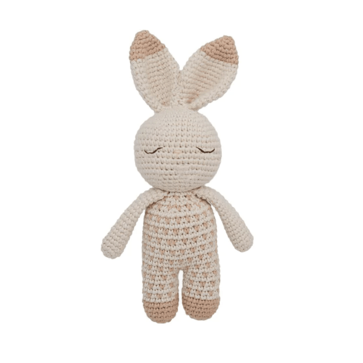A Patti Oslo Organic Cotton Little Bunny toy on a white background.