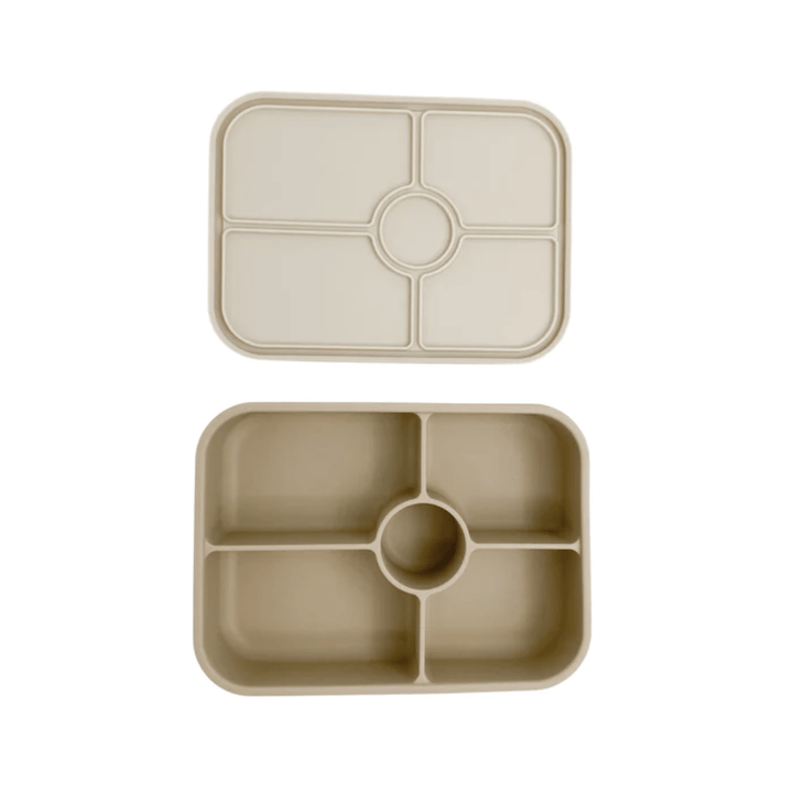Petite-Eats-Silicone-Bento-Lunchbox-Sandstone-Overcast-Open-Naked-Baby-Eco-Boutique