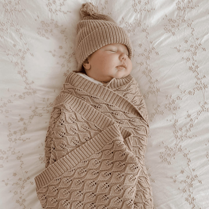 Aster & Oak Organic Leaf Knit Baby Blanket
