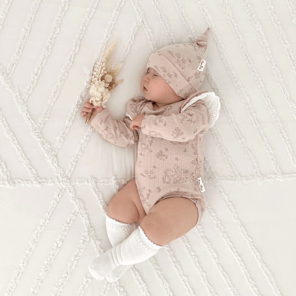 Sleeping-Baby-Wearing-Aster-And-Oak-Duck-Family-Flutter-Onesie-Naked-Baby-Eco-Boutique