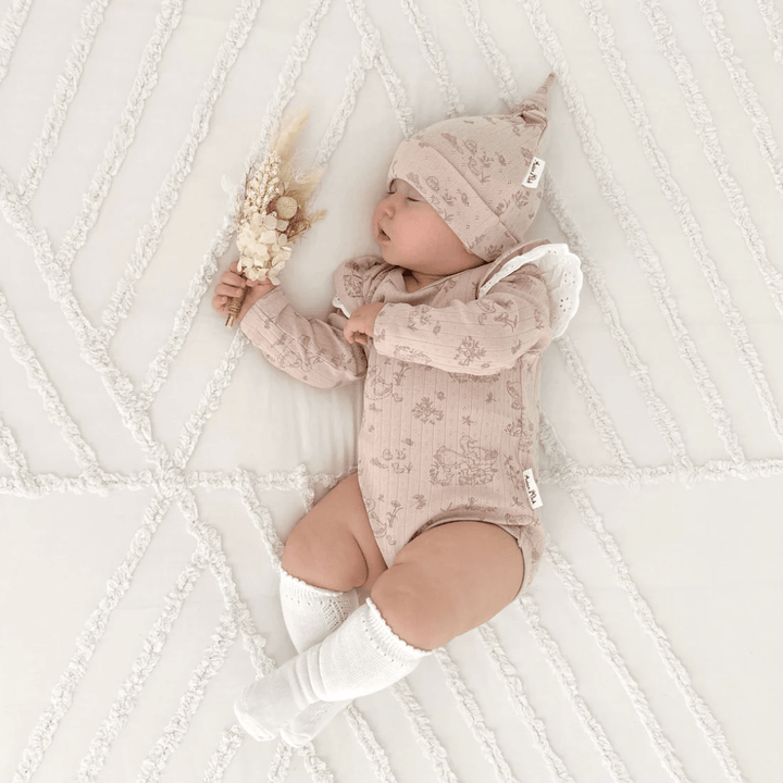 Sleeping-Baby-Wearing-Aster-And-Oak-Duck-Family-Flutter-Onesie-Naked-Baby-Eco-Boutique
