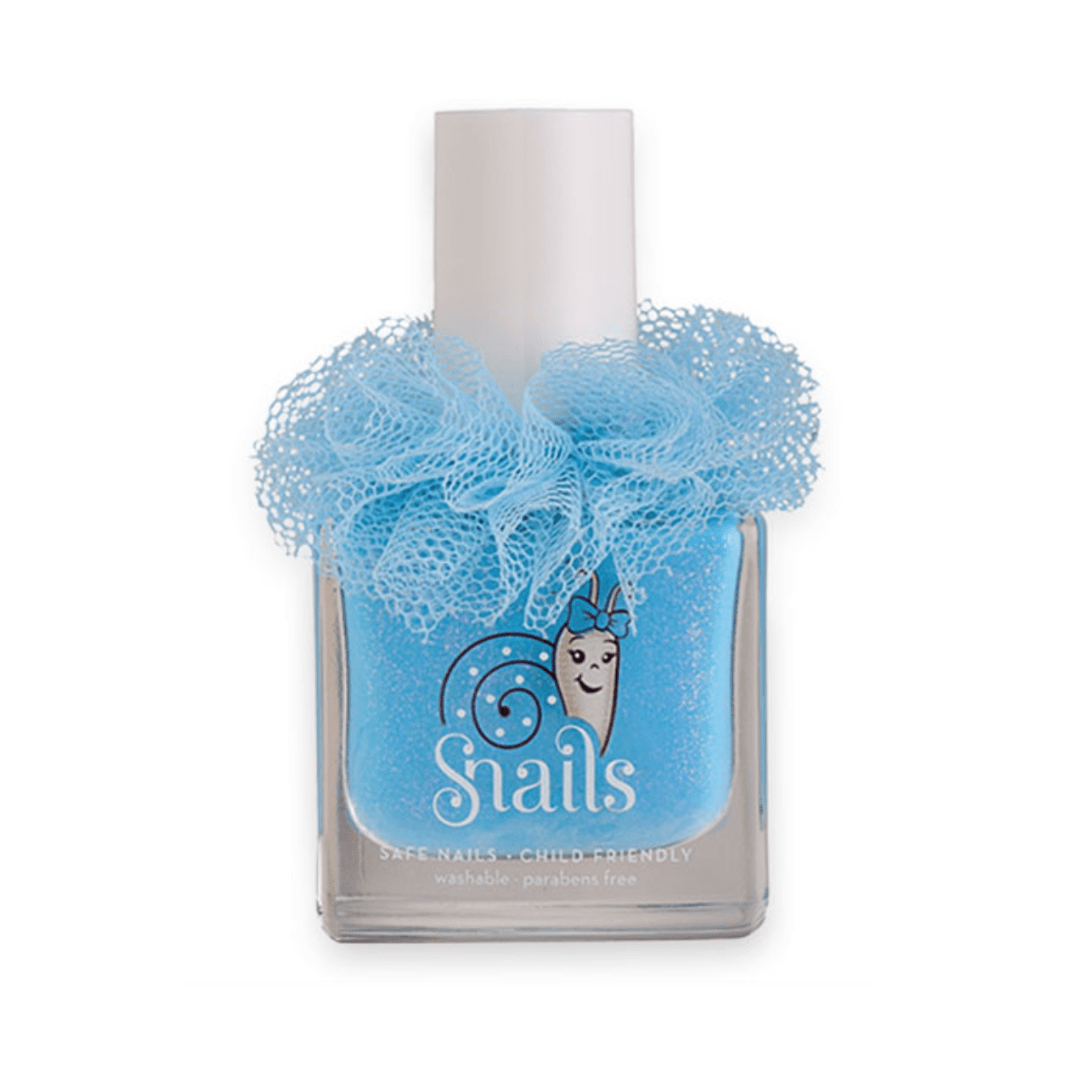A Snails Ballerine Non-Toxic Washable Natural Nail Polish with a bow on top.
