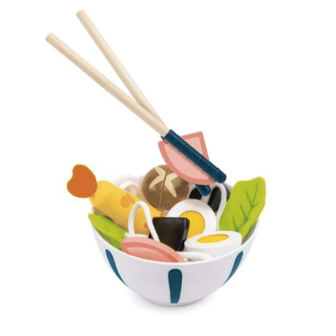 Soup-Ingredients-All-Together-In-Bowl-With-Chopsticks-Hape-Super-Udon-Cooking-Set-Naked-Baby-Eco-Boutique