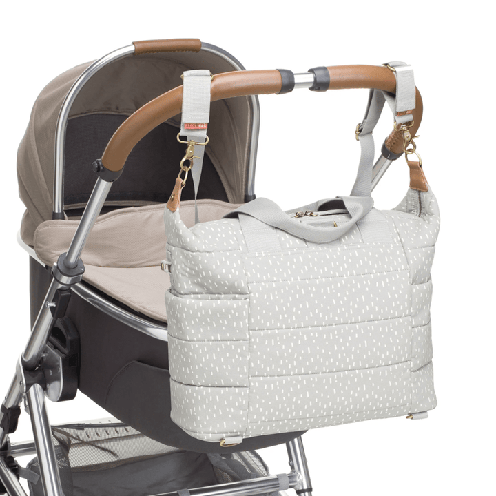Storksak-Organic-Tote-Pale-Grey-On-Stroller-Naked-Baby-Eco-Boutique