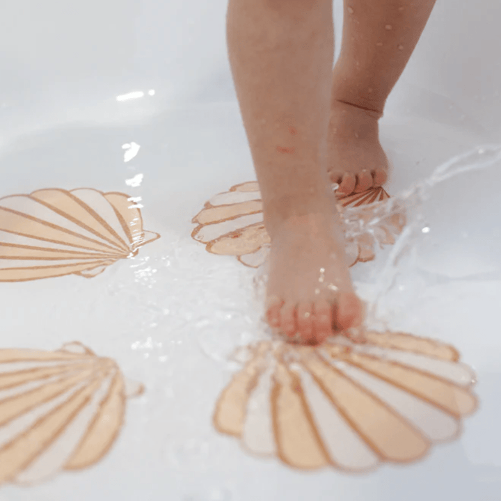 Styled-Image-Of-Zazi-Slip-Safe-Bath-Spots-Sea-Shell-Naked-Baby-Eco-Boutique
