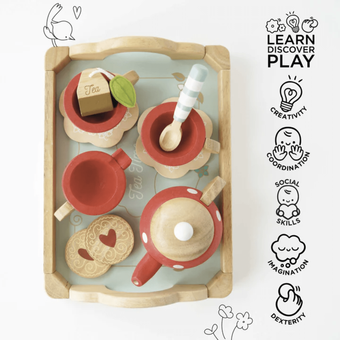 Top-View-Of-Play-Pieces-On-Tray-In-Le-Toy-Van-Honeybake-Tea-Set-Naked-Baby-Eco-Boutique
