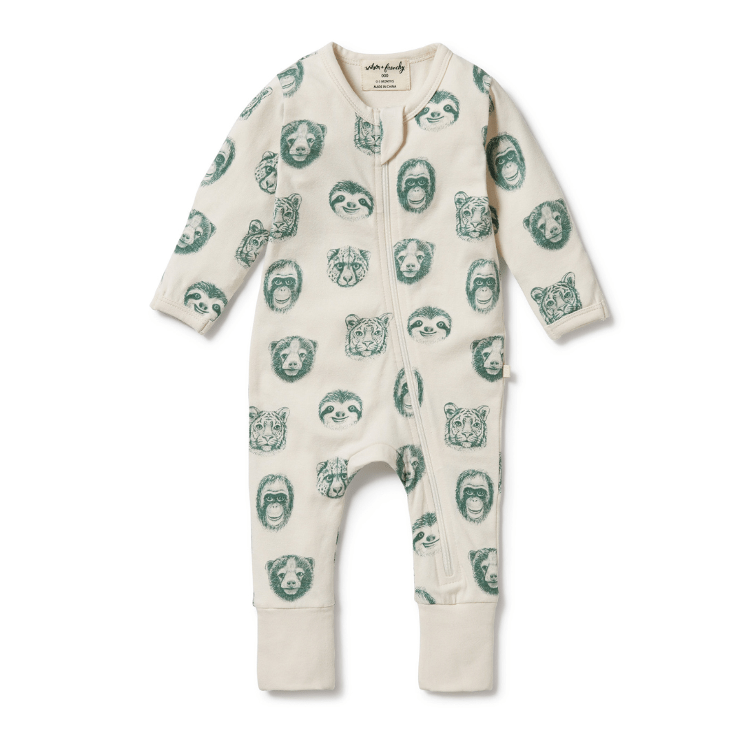 An adorable Wilson & Frenchy Organic Baby Pyjamas featuring a bear print, perfect as a baby gift.