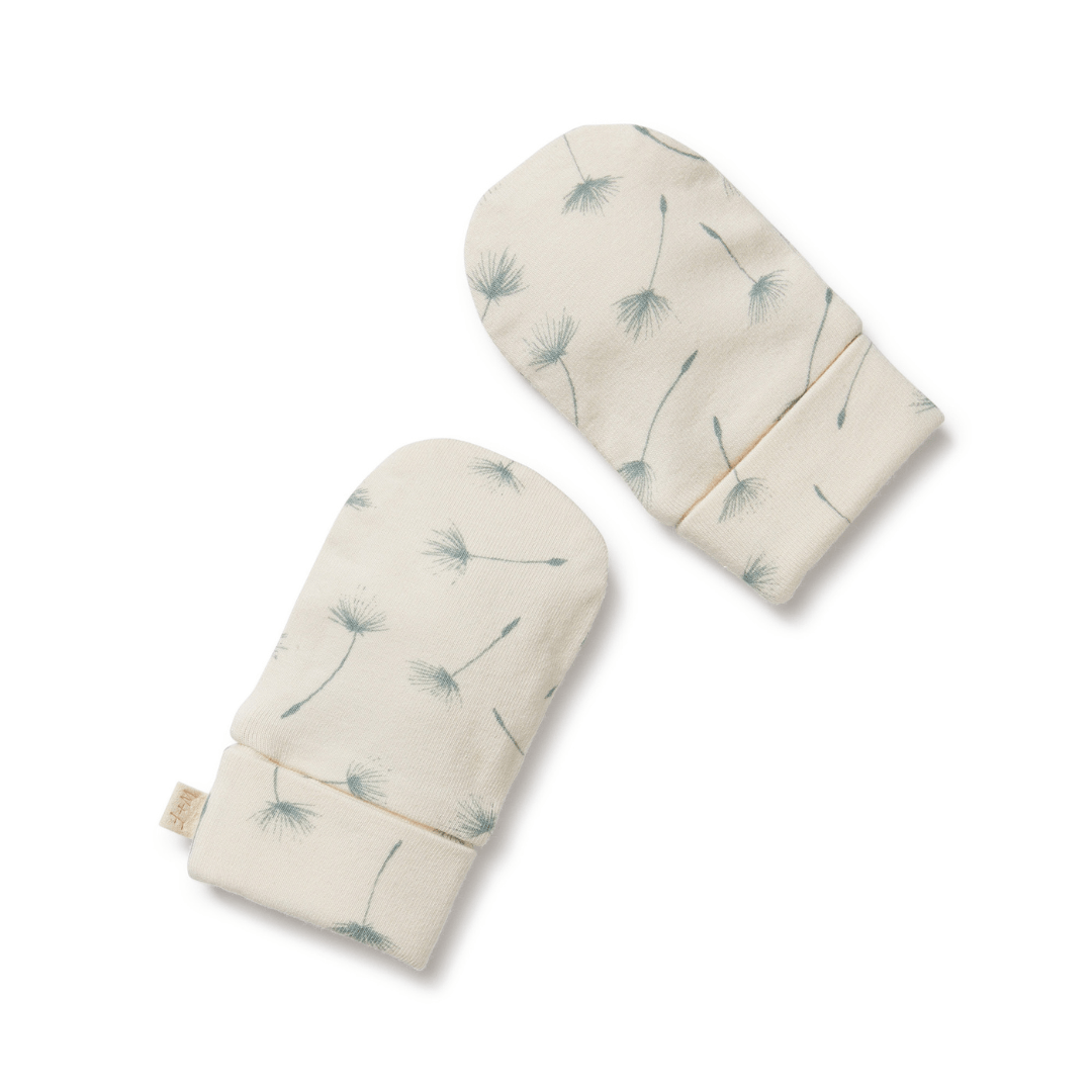 Wilson & Frenchy Organic Cotton Baby Mittens with Dandelion Print.