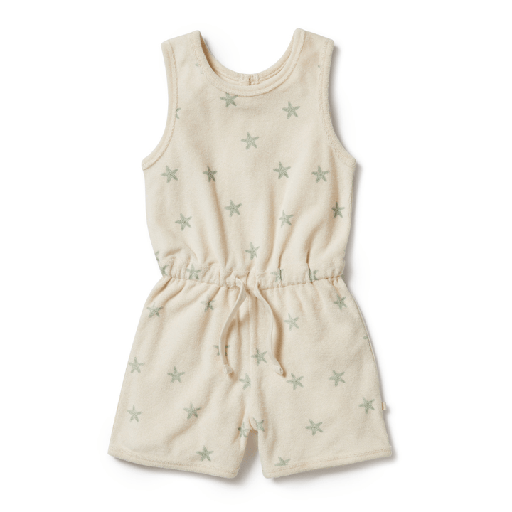 An adorable Wilson & Frenchy Organic Terry Kids Playsuit embellished with stars perfect for a beachside bash.