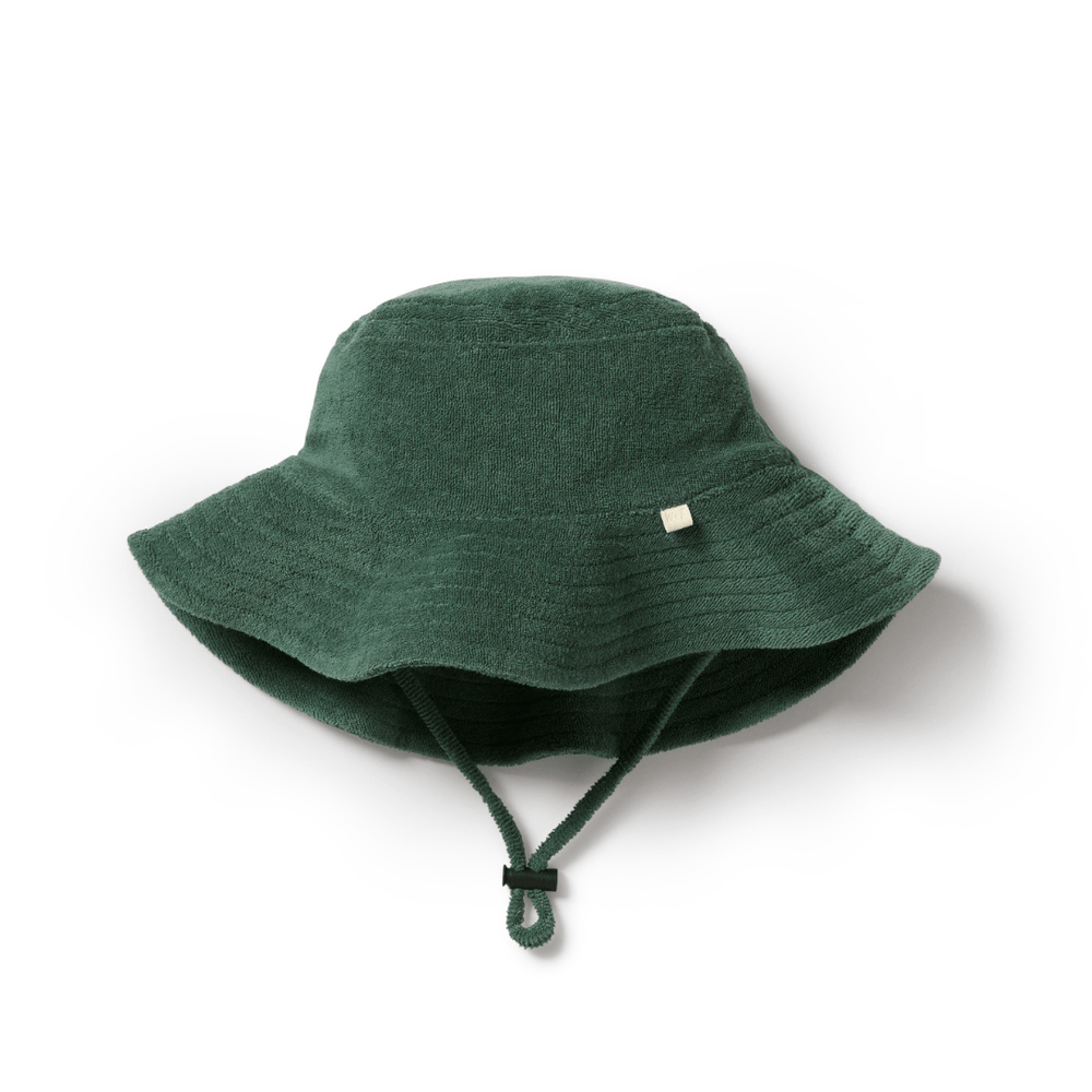 A green Wilson & Frenchy Organic Terry Sunhat on a white background.