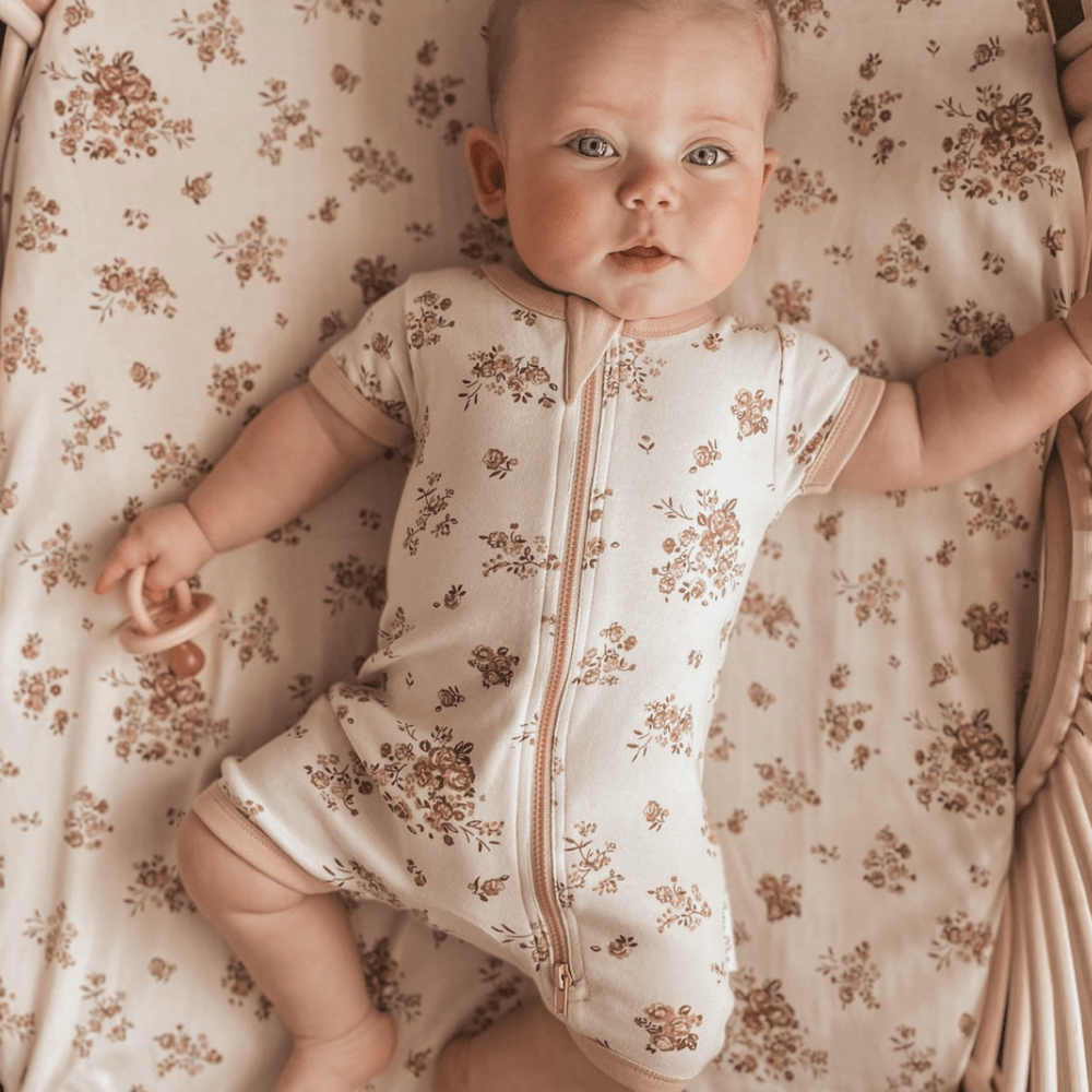 Adorable-Baby-Wearing-Aster-and-Oak-Organic-Posy-Floral-Zip-Romper