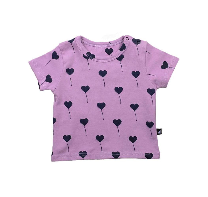 Anarkid children's short sleeve t-shirt with heart-shaped balloon pattern.