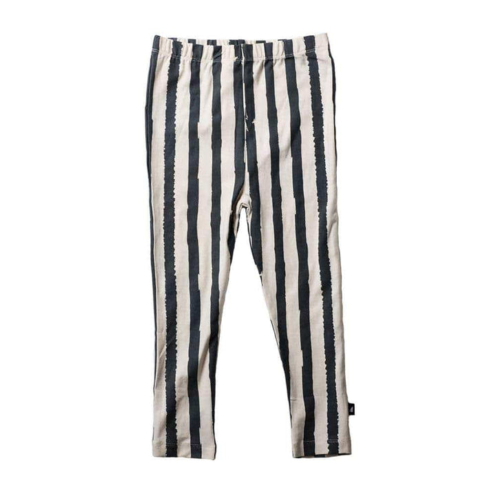 Anarkid Organic Cotton Slate Grunge Stripe Leggings - LUCKY LASTS - 0-3 MONTHS & 3-6 MONTHS, a child's striped leggings with black and white stripes made from organic cotton.