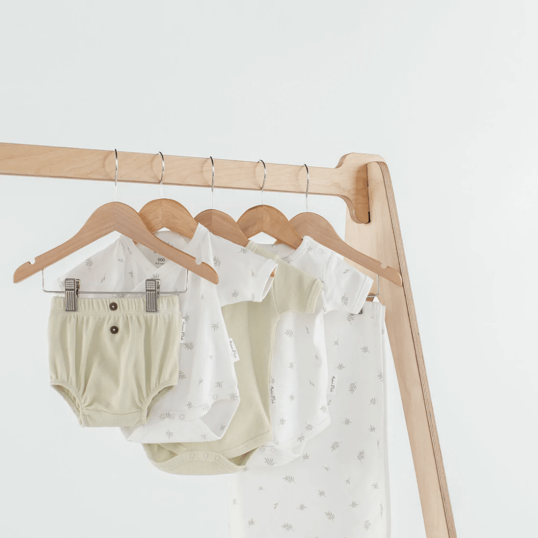 Aster-And-Oak-Organic-Cotton-Baby-Swaddle-Wrap-Little-Leaf-Hanging-With-Coordinating-PiecesNaked-Baby-Eco-Boutique