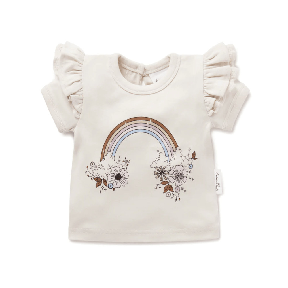 Rainbow / 3-6 Months Aster & Oak Organic Cotton Flutter Tee (Multiple Variants) - Naked Baby Eco Boutique