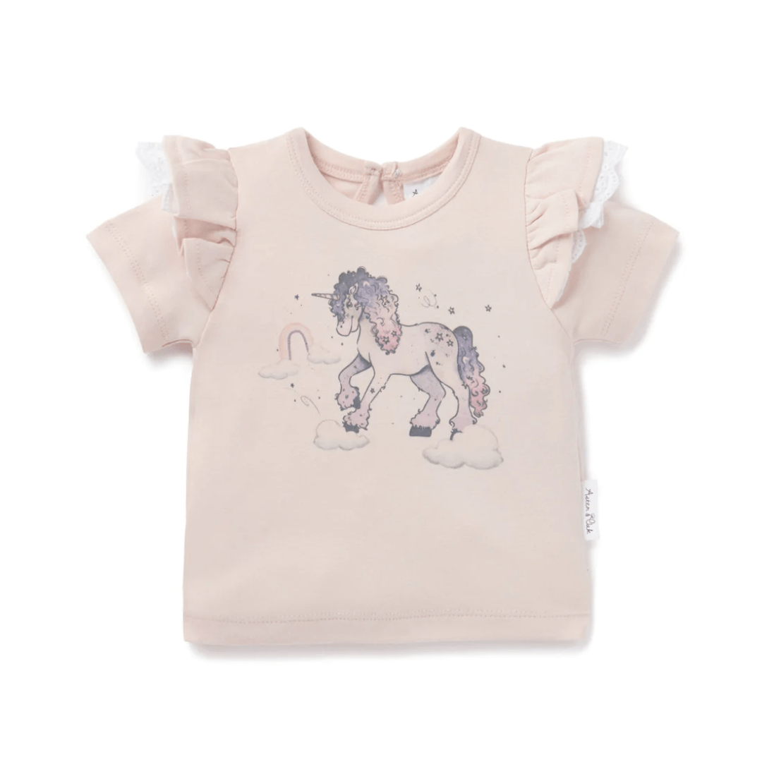 Unicorn / 3-6 Months Aster & Oak Organic Cotton Flutter Tee (Multiple Variants) - Naked Baby Eco Boutique