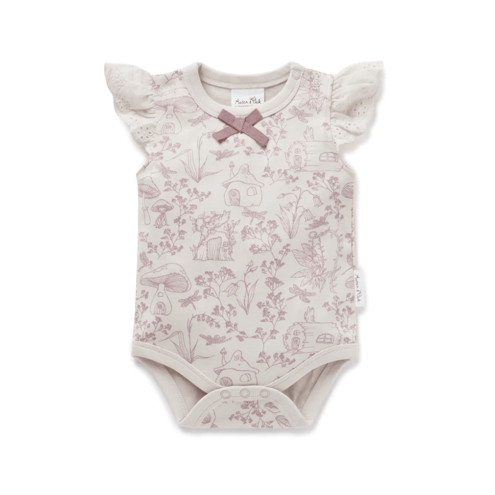 Fairy Garden / Newborn Aster & Oak Organic Cotton Lace Onesie (Multiple Variants) - Naked Baby Eco Boutique