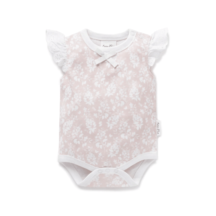Pink Floral / Newborn Aster & Oak Organic Cotton Lace Onesie (Multiple Variants) - Naked Baby Eco Boutique