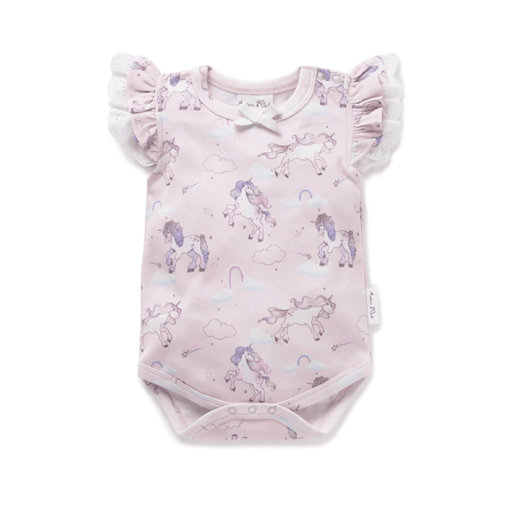 Unicorn / Newborn Aster & Oak Organic Cotton Lace Onesie (Multiple Variants) - Naked Baby Eco Boutique