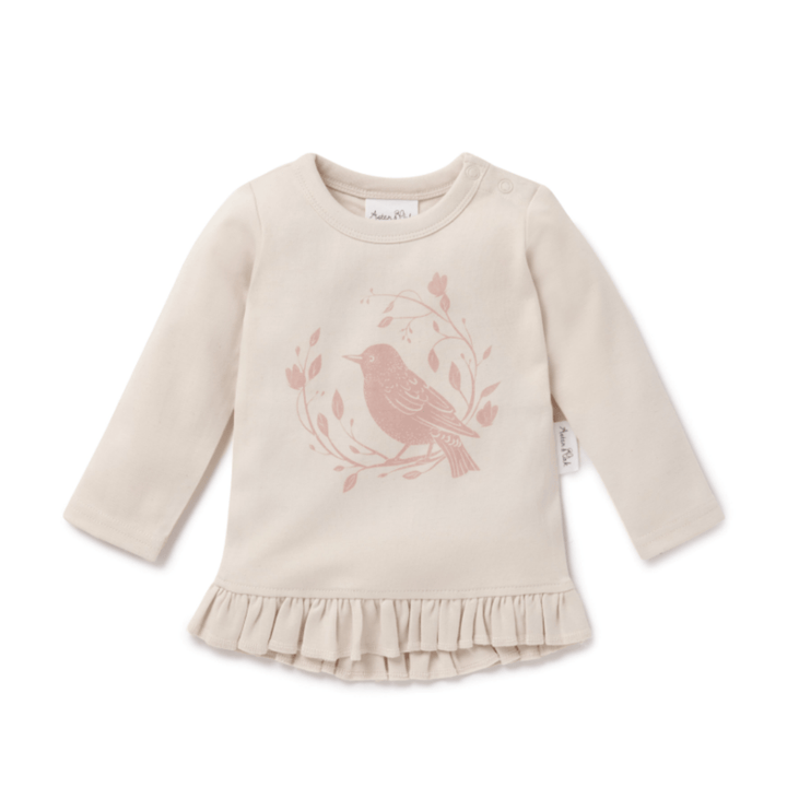 Aster & Oak Organic Song Bird Long Sleeve Top - Naked Baby Eco Boutique