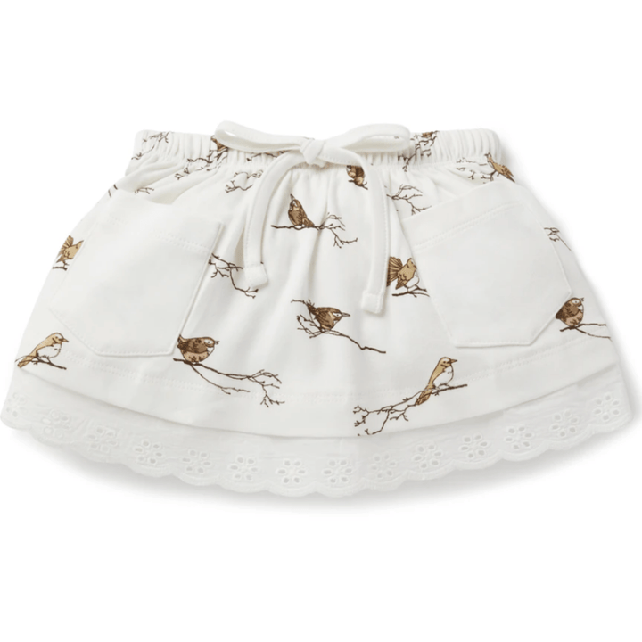 Aster & Oak Organic Bird Lace Pocket Skirt - Naked Baby Eco Boutique