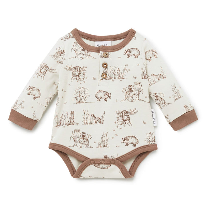 Aster-and-Oak-Organic-Cotton-AOP-Henley-Onesie-Badger-Naked-Baby-Eco-Boutique