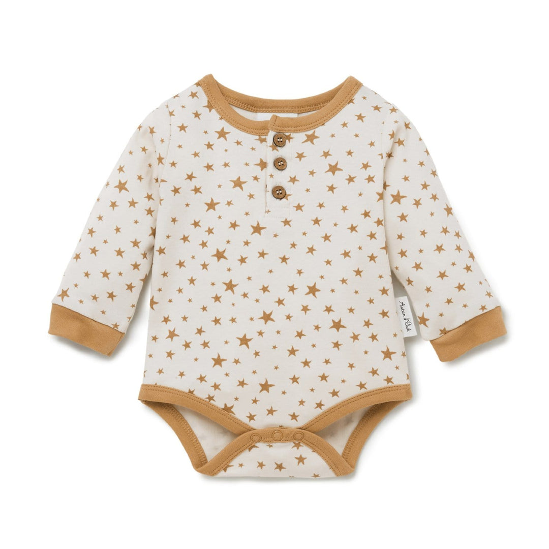 Aster-and-Oak-Organic-Cotton-AOP-Henley-Onesie-Taffy-Star-Naked-Baby-Eco-Boutique