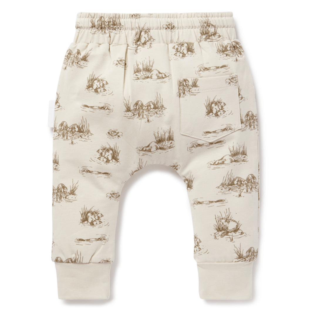 Aster-and-Oak-Organic-Cotton-Harem-Pants-Beaver-Back-View-Naked-Baby-Eco-Boutique