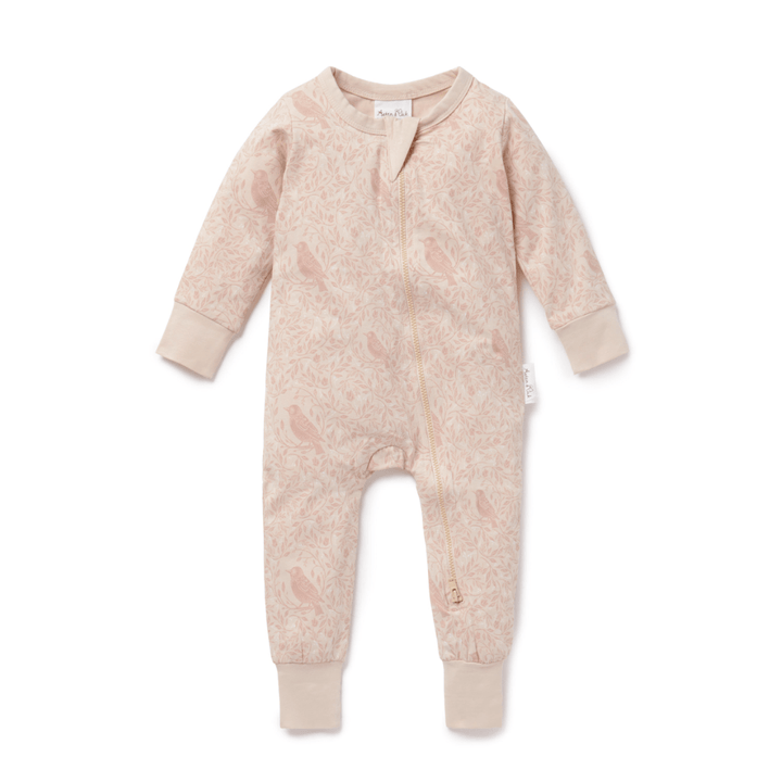Aster-and-Oak-Organic-Cotton-Long-Sleeved-Zip-Romper-Song-Bird-Naked-Baby-Eco-Boutique