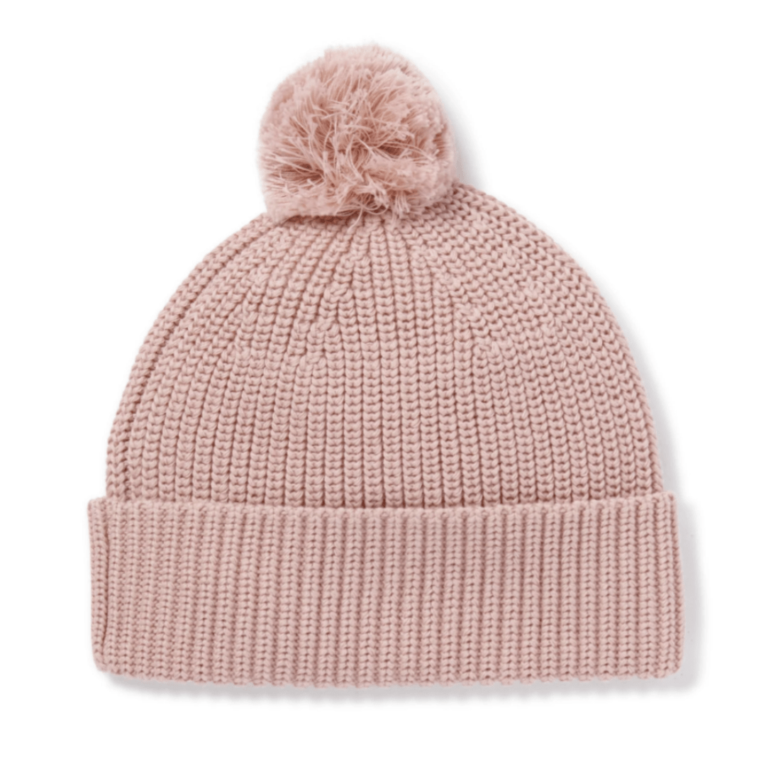 Aster-and-Oak-Organic-Cotton-Pom-Pom-Beanie-Rose-Naked-Baby-Eco-Boutique