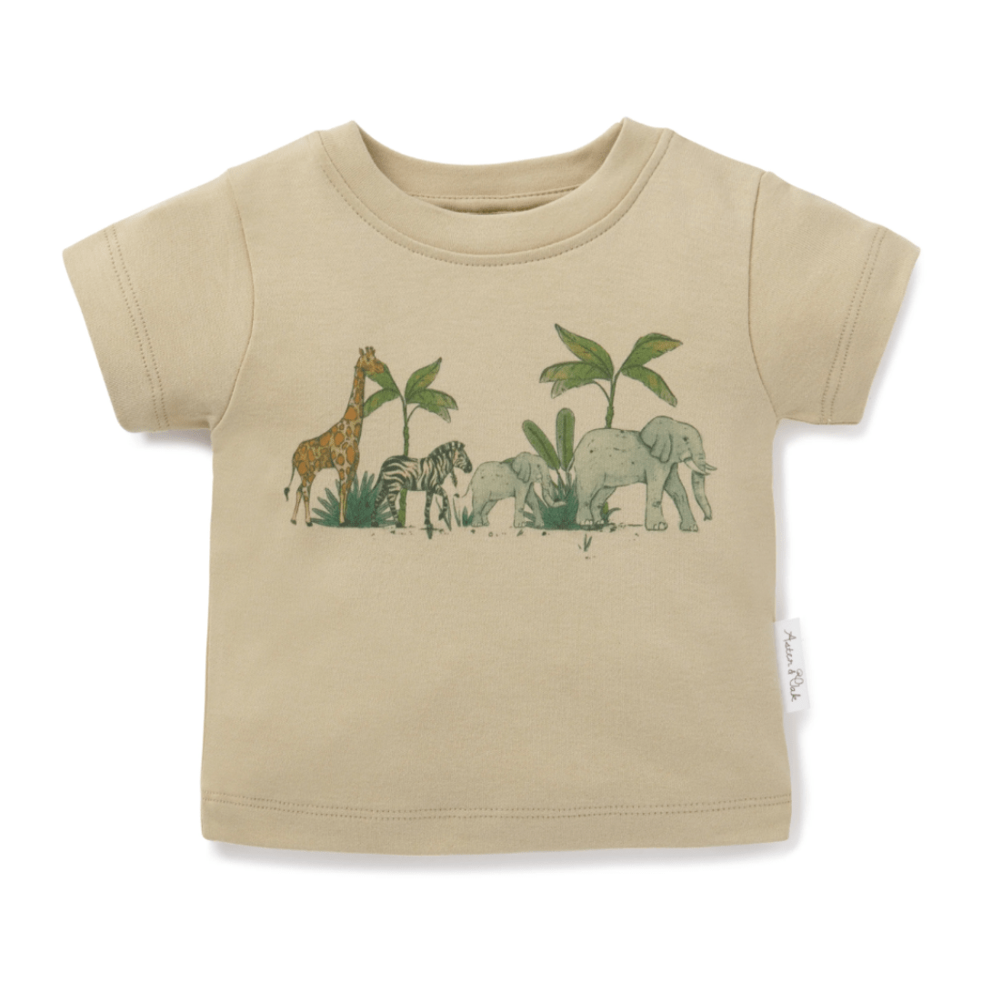 Safari / 3-6 Months Aster & Oak Organic Cotton Print Tee (Multiple Variants) - Naked Baby Eco Boutique