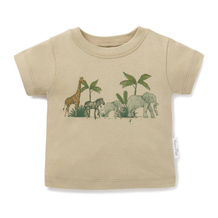 Safari / 3-6 Months Aster & Oak Organic Cotton Print Tee (Multiple Variants) - Naked Baby Eco Boutique