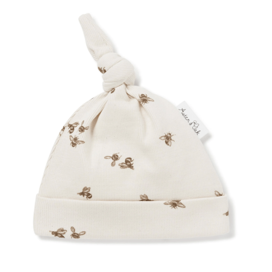PRE-ORDER: Aster & Oak Organic Cotton Rib Knotted Beanie - Naked Baby Eco Boutique